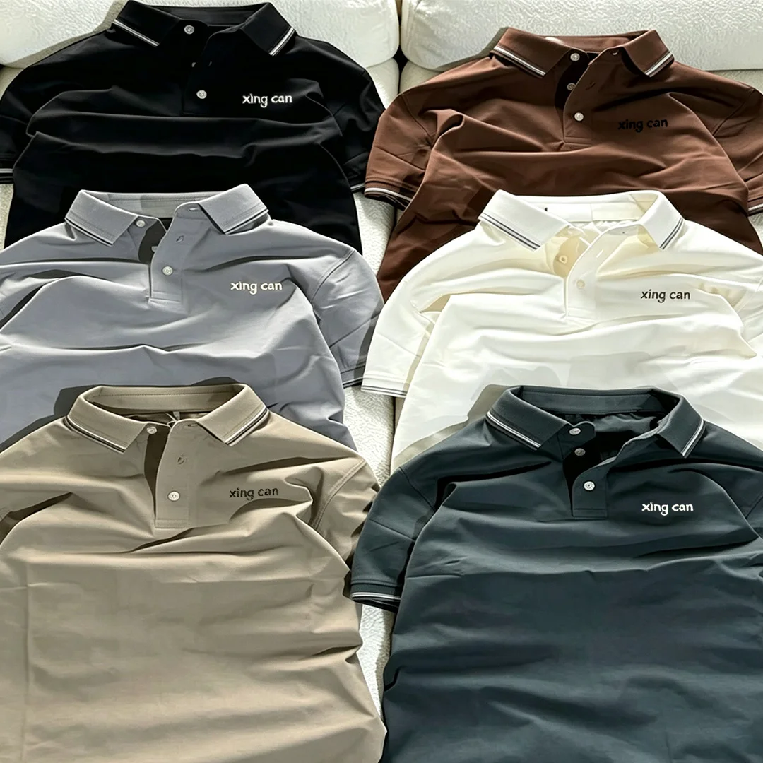 Pasgemaakte borduurde merk besigheidspolohemde, mans se somer kortmou lapel lospas rugby polo hempies, pasgemaakte gholf polo hemde