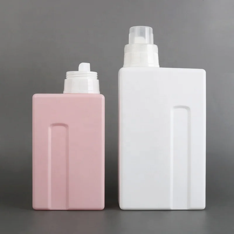 Wholesale  600 ml 1000 ml HDPE Plastic White pink Grey square Mold Liquid Dispenser Packing Laundry Detergent Bottle