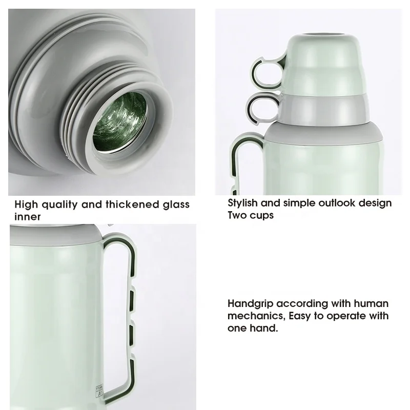 SUNLIFE 1800ml Thermo Jug Two Cups Top Quality Vacuum Jug Food Grade PP Body Vacuum Flask