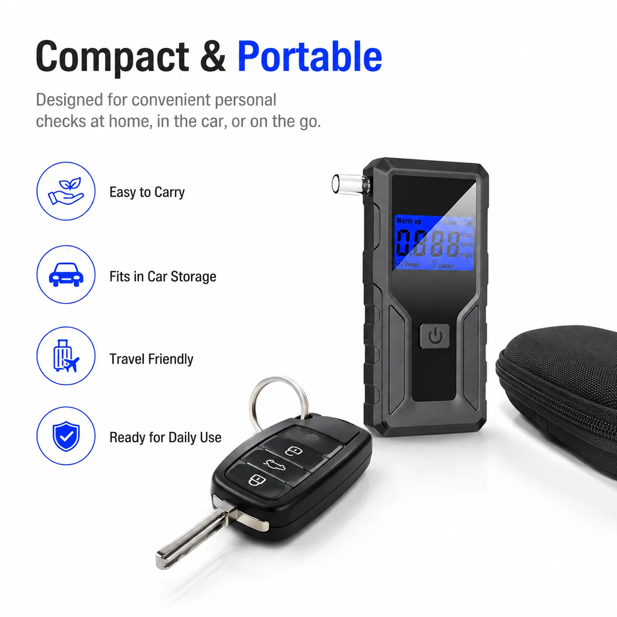 LOW MOQ Professional Breath Alcohol Tester Digital Alcohol Detector Breathalyzer With Backlight Display Alcohol Tester