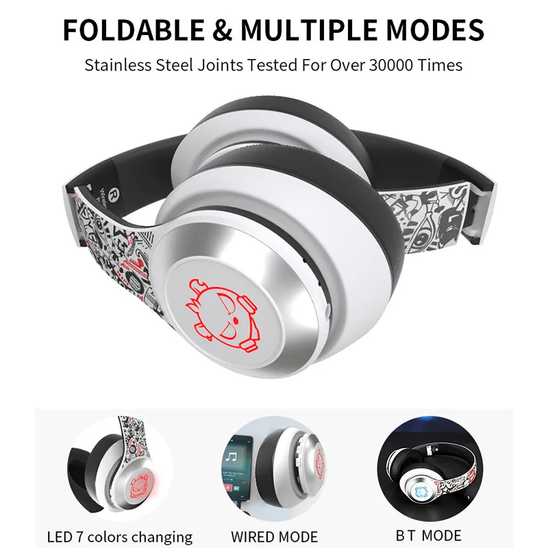 BH10 OEM Noise Cancelling Wireless Bluetooth Bass Led Custom Logo Headphones Light Silent Disco Headphone and Transmitter