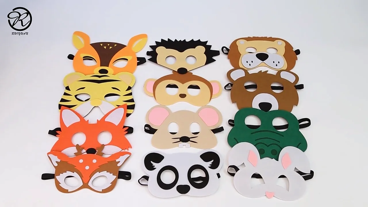 16 Masques Animaux En Papier Pour Enfants - Zèbre, Lion, éléphant, Etc., élastique Réglable, Pour Fête, Anniversaire, Carnaval - 9