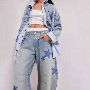 2026 Independent Station Cross-Border EBay Spring Casual Regular Mid-Waist Boot Cut Vintage Fashion Painted Women's Denim