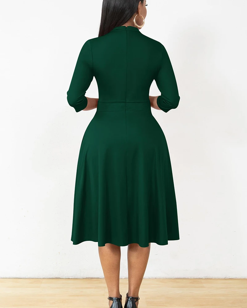 Women's 3/4 sleeve fit and flare dresses with pockets