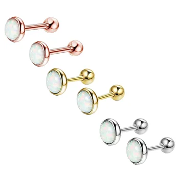 NUORO 1 Pcs Opal Piercing Jewelry Labret Lip Rings Helix Earrings For Women Men Stainless Steel Ear Cartilage Piercing