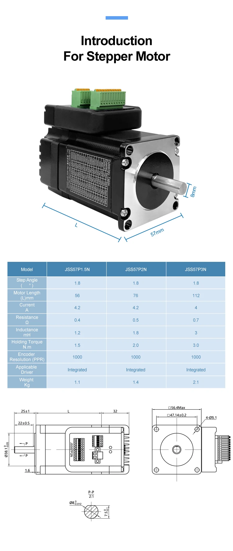 Nema 23 RS485 Support Modbus Integrated Stepper Motor