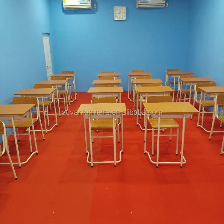 Cheap School Chairs and Desk Set Kids School Furniture Comfortable and Wooden Single Table and Chair Cover