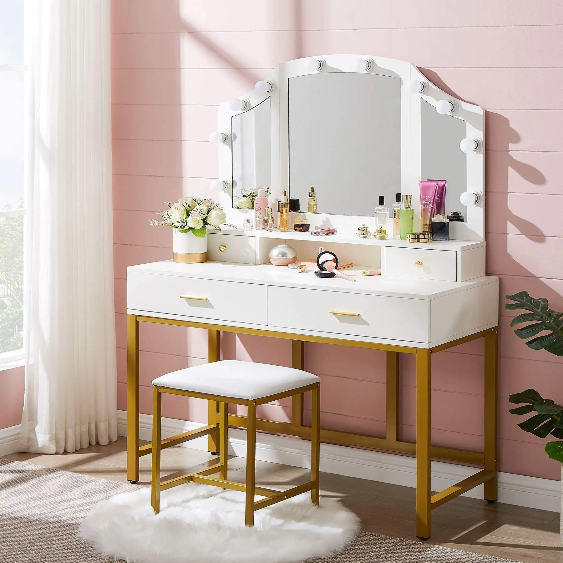 Mirrored Makeup Vanity Tabler Beautyguruchatter - nl827ff
