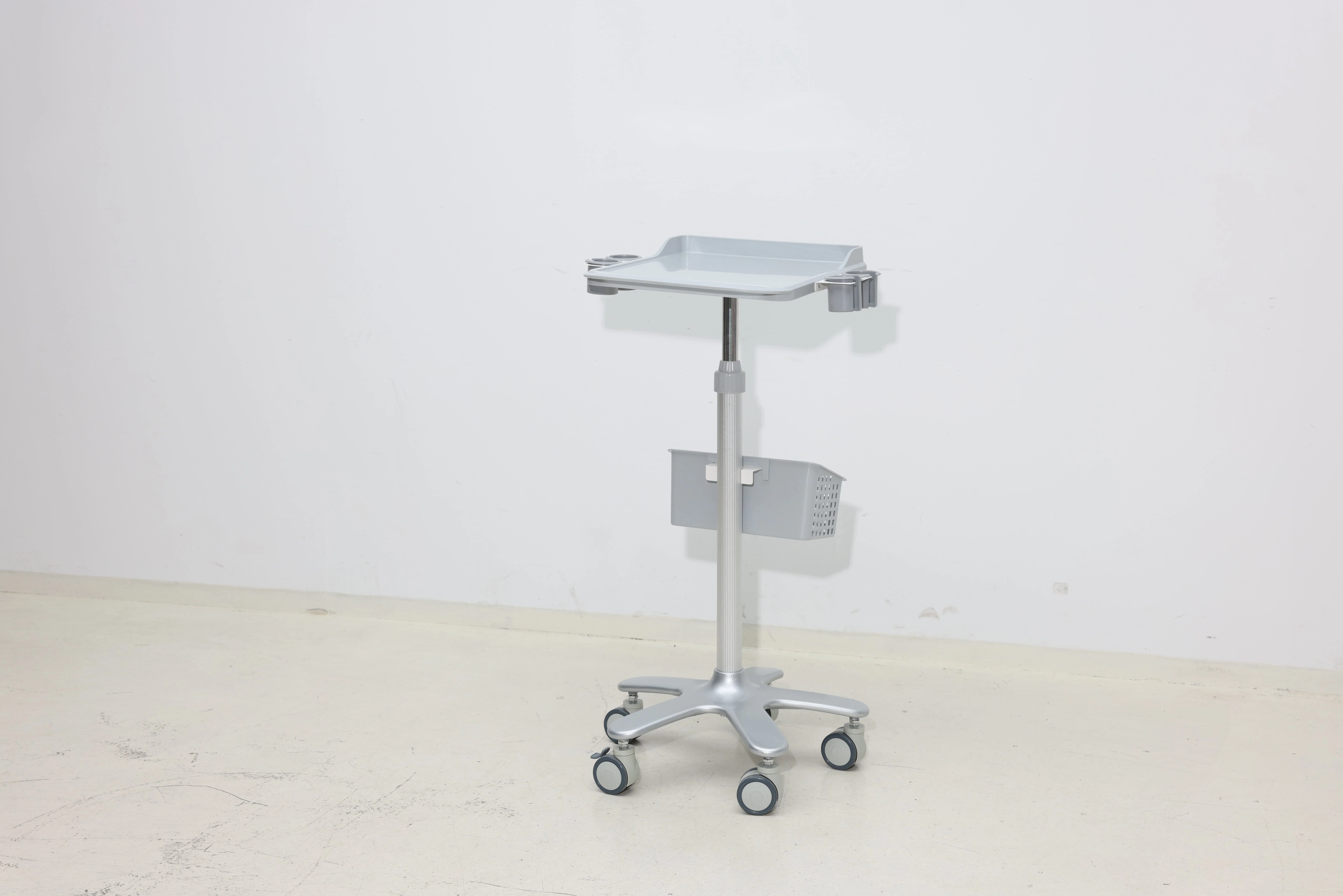 Lockable ABS Laptop Instrument Cart with Modern Design 360 Rotating Tray 4-Wheel for Hospital Hotel Living Room & Dining Use 6
