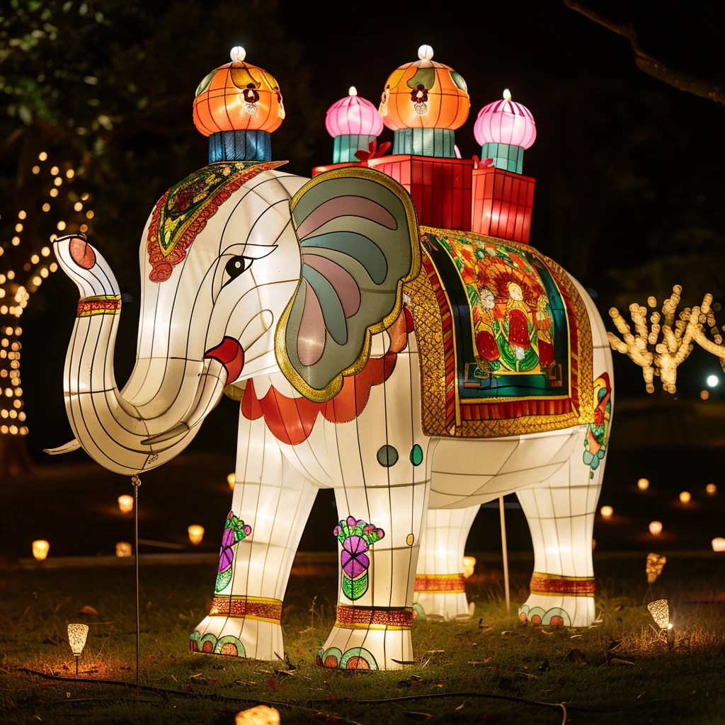 Custom Large Outdoor LED Elephant Lantern - Waterproof Festival Animal Motif Lighting for Park and Event Decorations