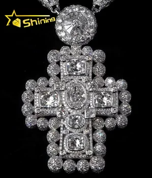 Hip Hop Jewelry Mens Iced Out Custom Jesus Pendant 18k Gold Plated 925 Sterling Silver VVS Moissanite Lab Grown Diamond Pendant