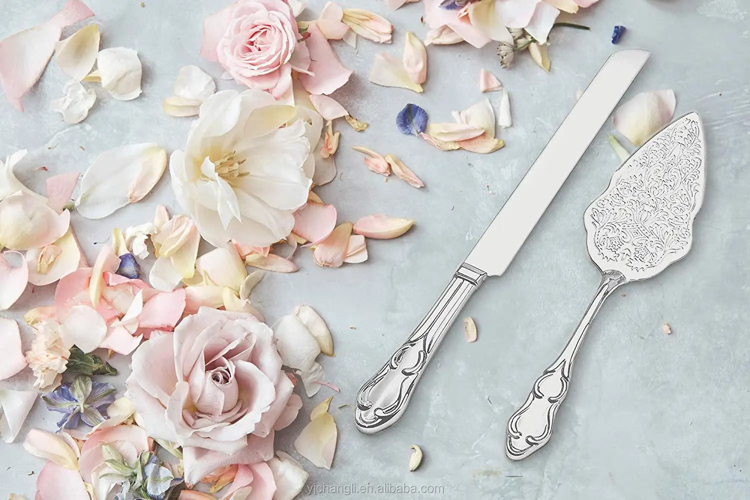 Celebration Cake Knife Server Set Silver Wedding Or Anniversary,Party