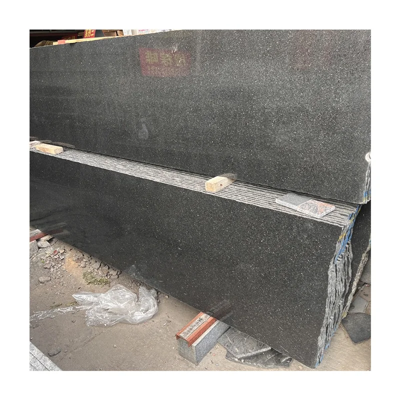 Polished Black Galaxy Granite Slab For Exterior Wall Cladding Wholesale Price Black Granite Kitchen Countertop