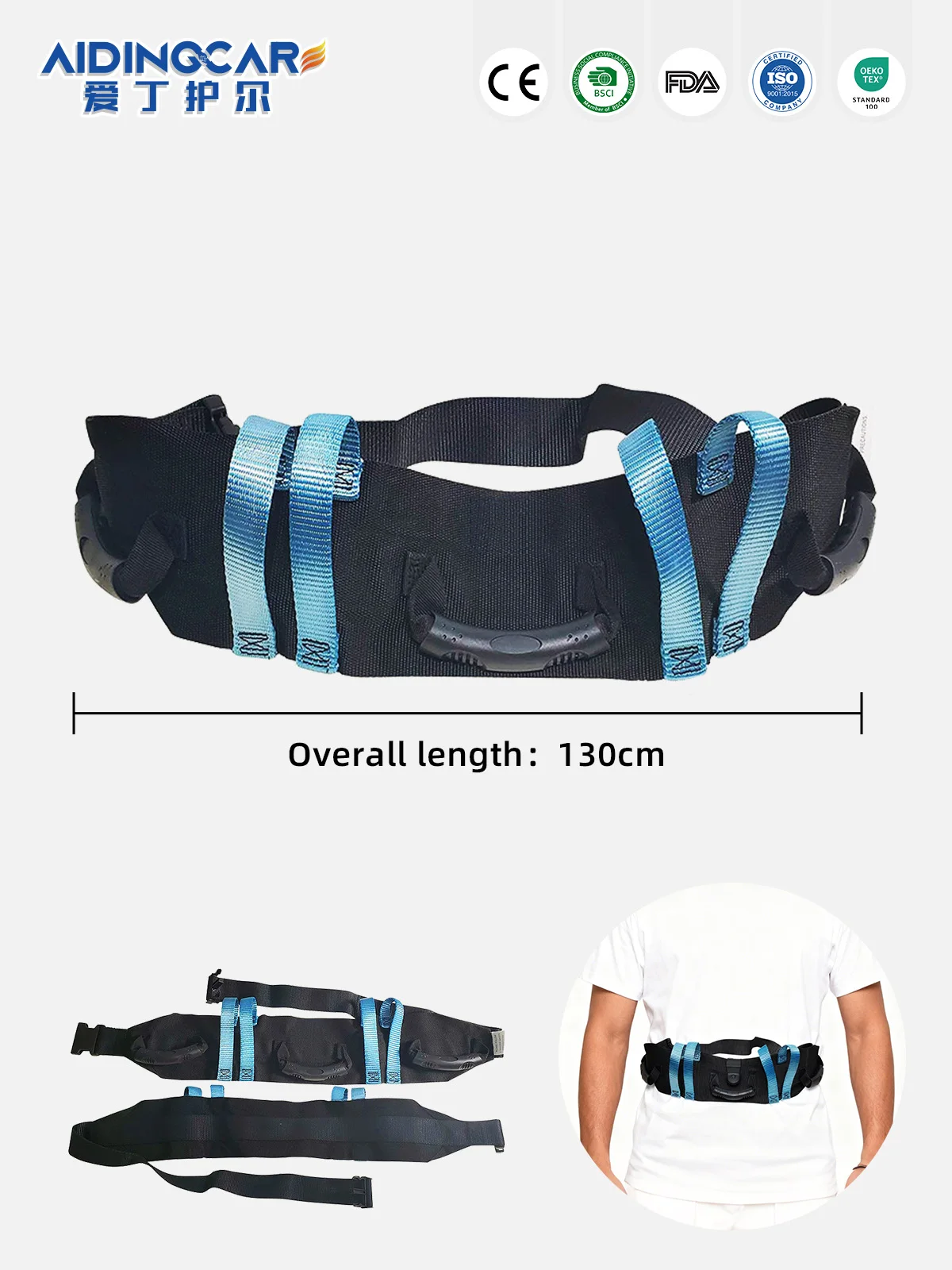 Hospital Transfer Gait Belt with Quick Release Buckle for Safe Patient - product detail 5