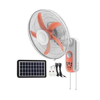 16 inch 5 blades 9 speeds emergency portable electric mini rechargeable led light AC/DC solar wall fan for home