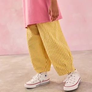 New Arrival Girls Cloth Spring Autumn Yellow Stripe Pants Kids Harem Pants