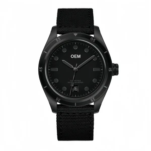 OEM Custom Logo 316L PVD Black Stainless Steel 38mm Domed Sapphire 20ATM Men's Diving Quartz Watches for VH31 Movement