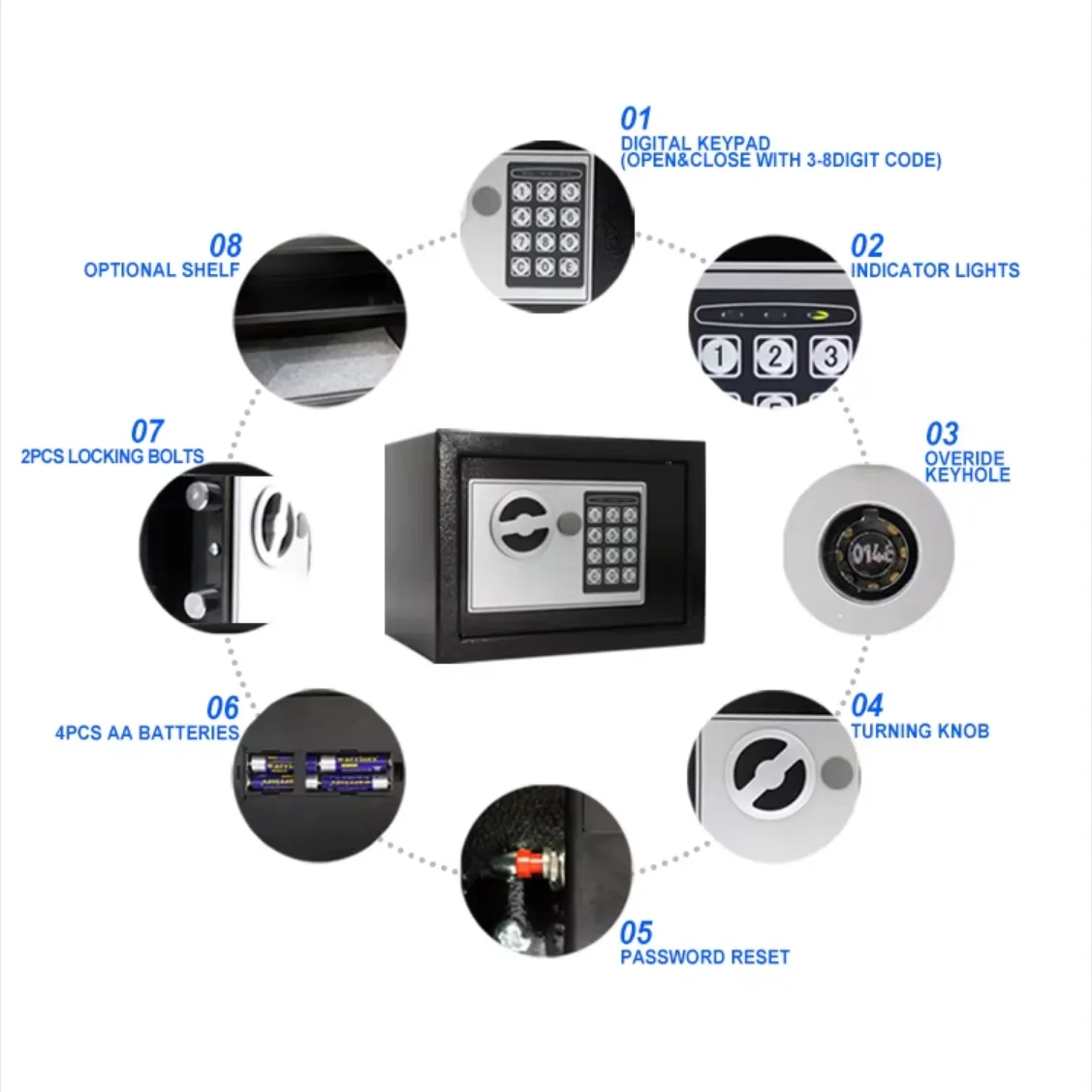 UNISEC  Metal Mini Safe with Digital Lock Secret Safe for home Small Security Safe Room Hidden (USE-170EP)