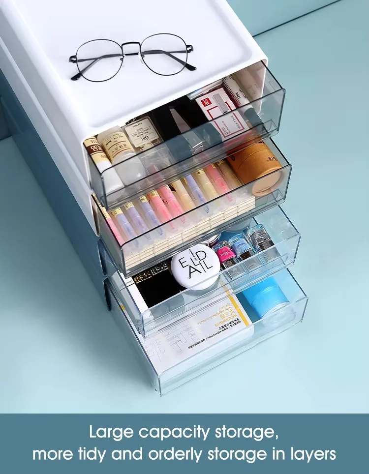 Free Sample Mini Sundries Stationery Multi Layer Plastic Pp Office Accessories Stackable Desktop Storage Drawers details