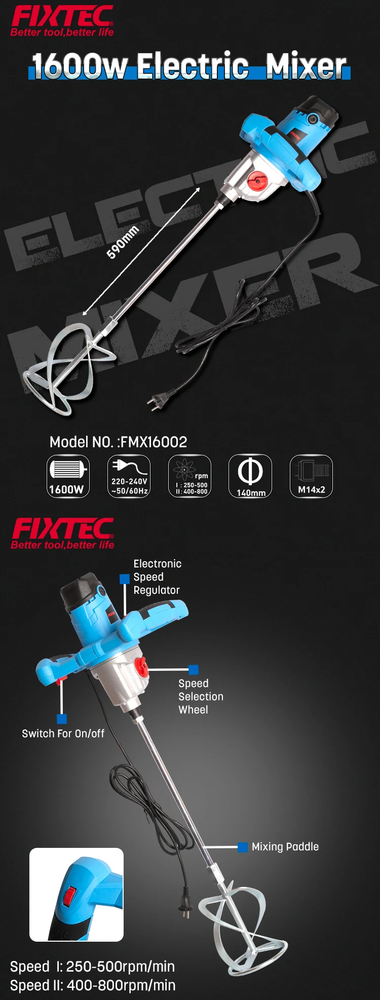 Fixtec 1600w Industrial Paint Mixer Electric Mixer Buy Electric