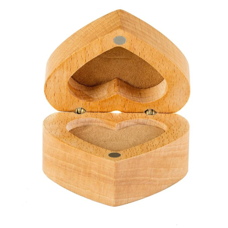 Details about  / Strova Heart Shaped Wooden Ring Box for Wedding Rings Set of 2 with Engrave...