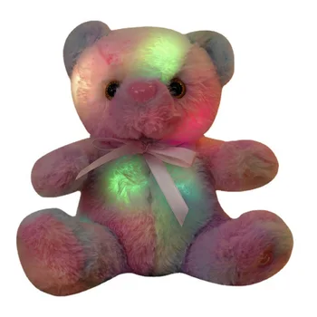 Wholesale Cute Glowing 20cm Bear Doll Unisex Plush with PP Cotton Filling Ribbon Sitting Bear for Children ODM Customizable