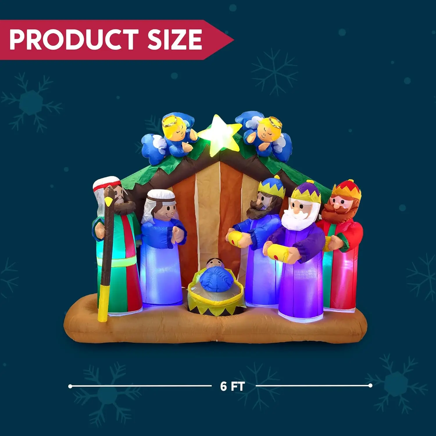 Customized Outdoor Nativity Scene with Angels Christmas Inflatable Decoration for Yard Lawn Custom Christmas Decorations