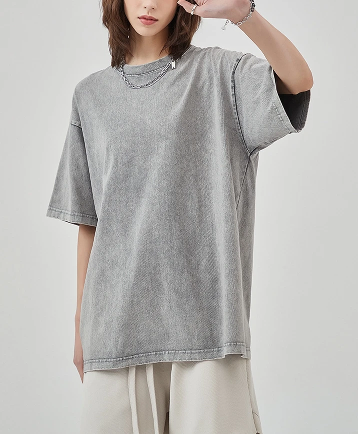 Oversize - Maglietta estiva da uomo, girocollo, tinta unita, senza colletto, con scollo a V, casual, sottile, in cotone e lino, cachi, XL