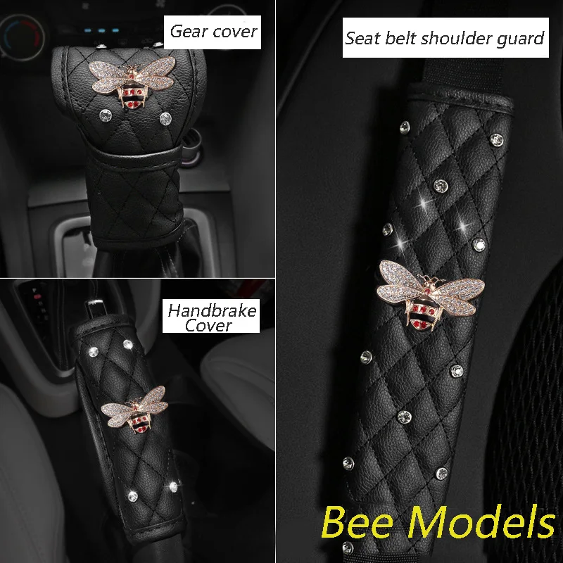 Roadstar Full Set Crystal seat belt cover shoulder pads Car Handbrake Cover Auto Gear protection cover for Crystal Diamond Style