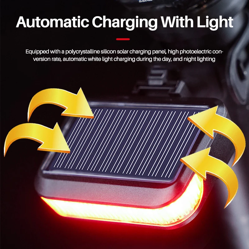 Cycling Safety Solar Tail Light Rechargeable USB Led  Bike Solar Power Bicycle Bicycle