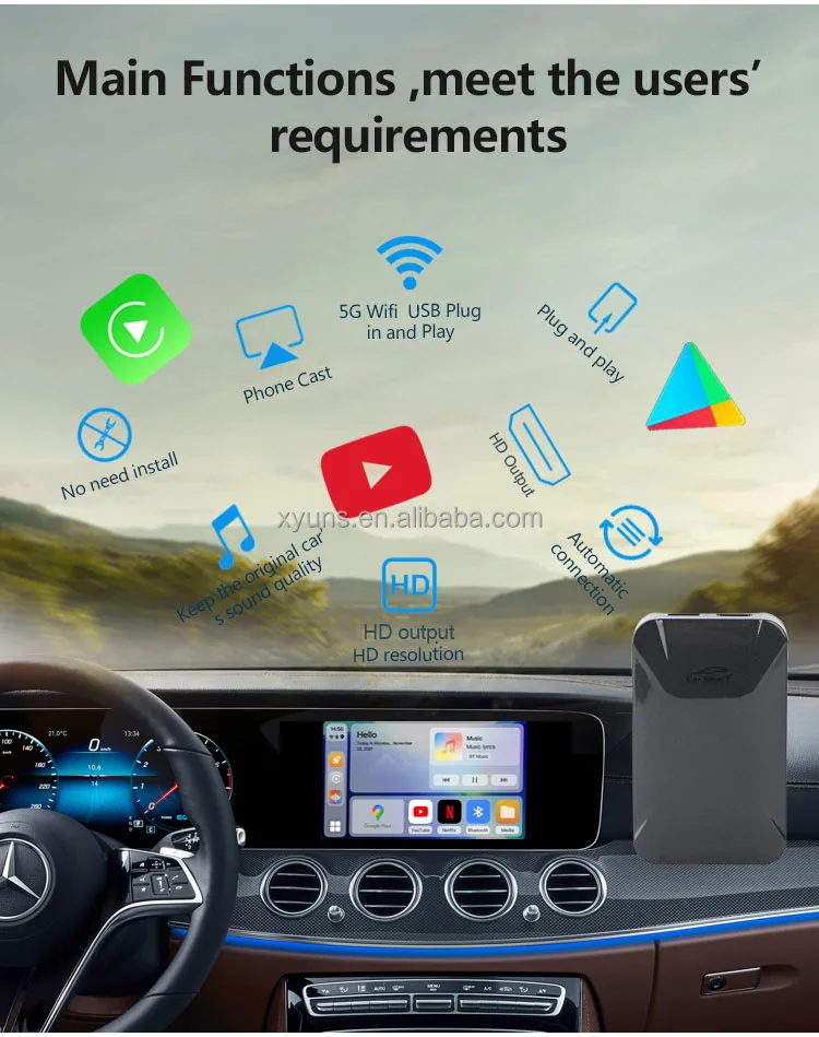 2022 NEW Carplay Android 11 Box suitable for NEW Audi Ford VW universal car screen youtube netflix video streaming