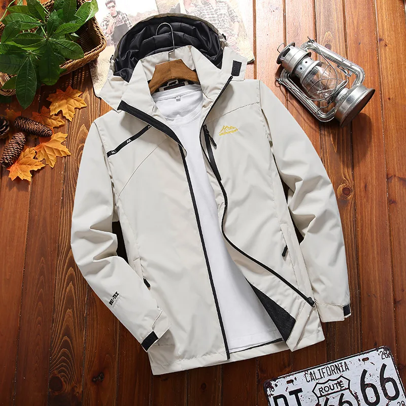 Spring and Autumn Thin Hooded Outdoor Large Water Splash Proof Charge Coat Men's Casual men's Jackets_voghion.com