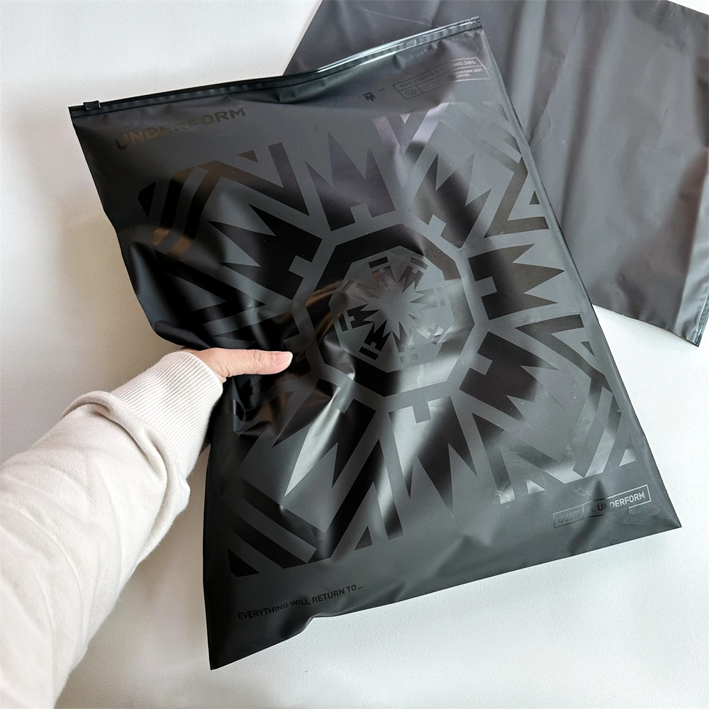 Custom Black PVC Plastic Packaging Bags for Tshirts & Hoodies