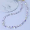 GN0714-17 Collana con pietre frantumate di cristallo viola
