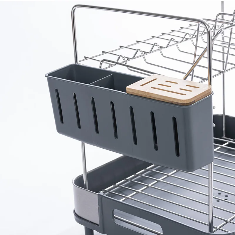 WIREKING Kitchen Storage 2 Tier 304 Stainless Steel Dish Drainer Rack Utensils Holder Over the Sink Dish Drying Rack