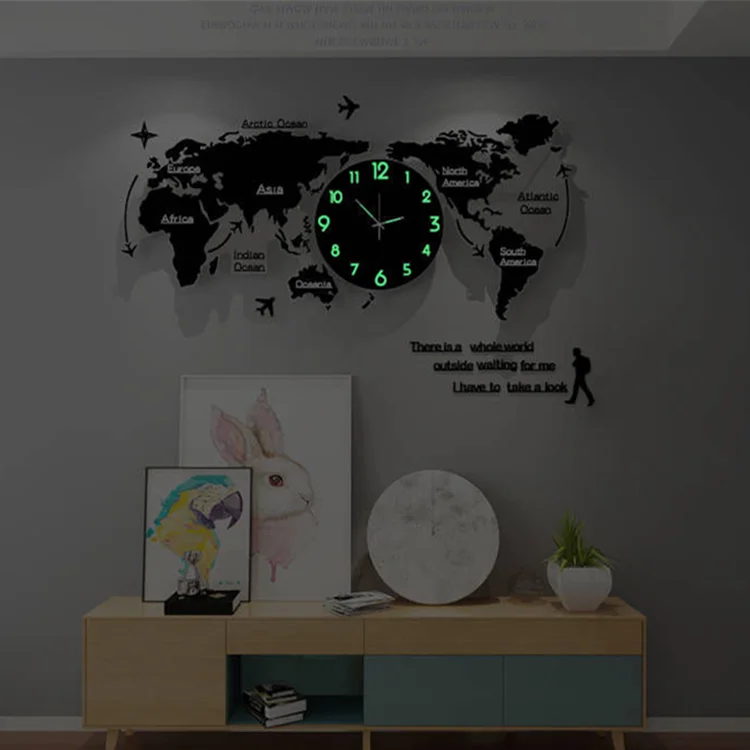 DWU world map wall clock for home, office and other places, 3d wall clock,  3d world map, 3d decoration, 3d wall decor