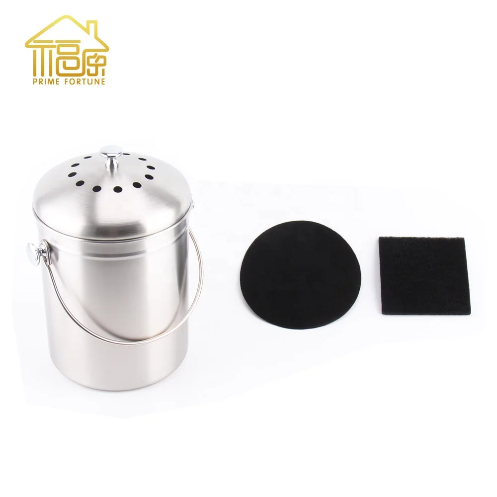 
 1.3 Gallon Indoor Home Waste  Recycle Bin  Customized Stainless Steel Kitchen   Compostable  Worm Farm Compost Bin  