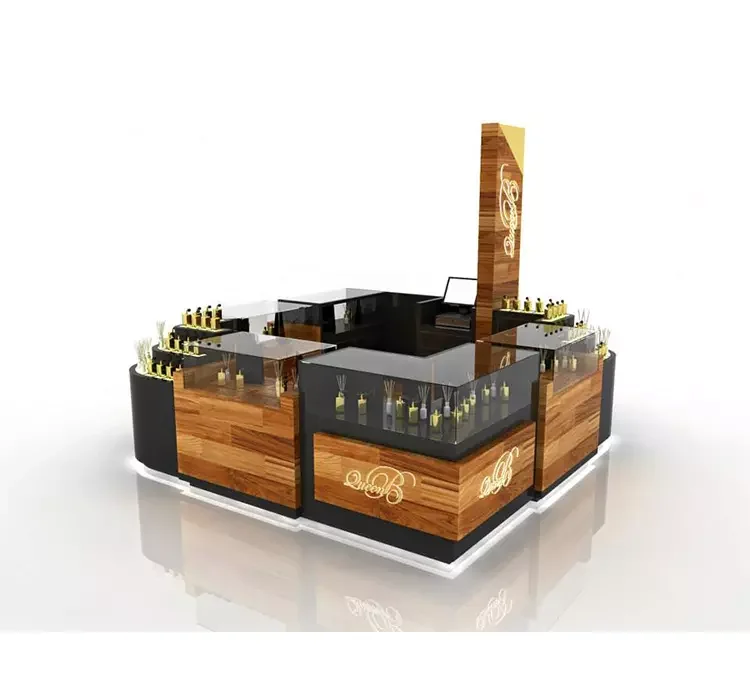 Mall High End Cosmetics Display Design Kiosk Commercial Perfume Booth Inside Shopping