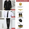 Black coat+pants+shirt+cap+4 accessories