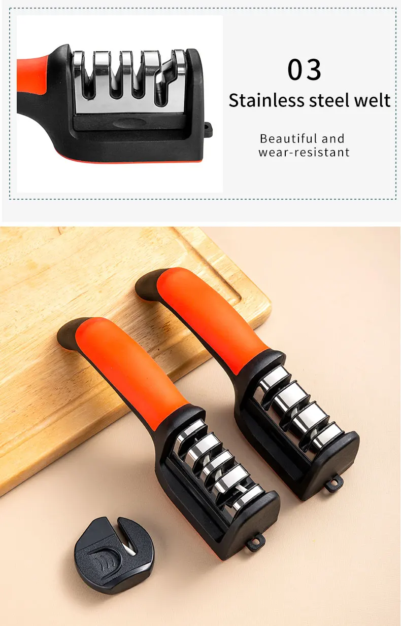 Kitchen 3/4-Segment Knife Sharpener Household Multi-Functional Hand-Held 3/4-Purpose Black Sharpening Stone