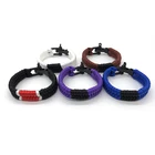 Wholesale brazilian jiu-jitsu belt paracord bracelet black alloy adjustable shackle brazilian fishtail weave survival bracelet