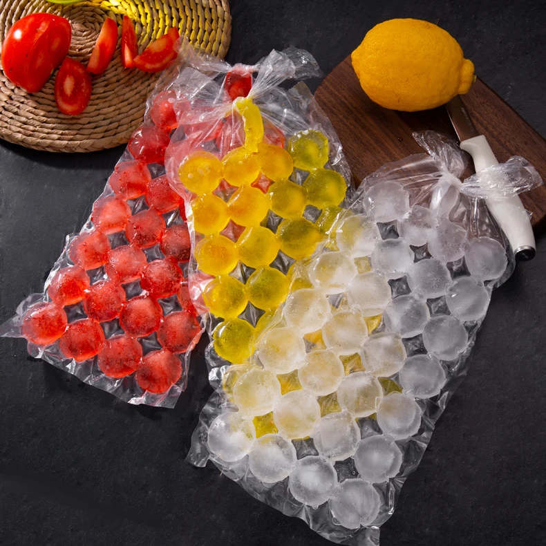 Custom Clear Ice Cube Pe Plastic Bag Disposable Freezer Ice Cube