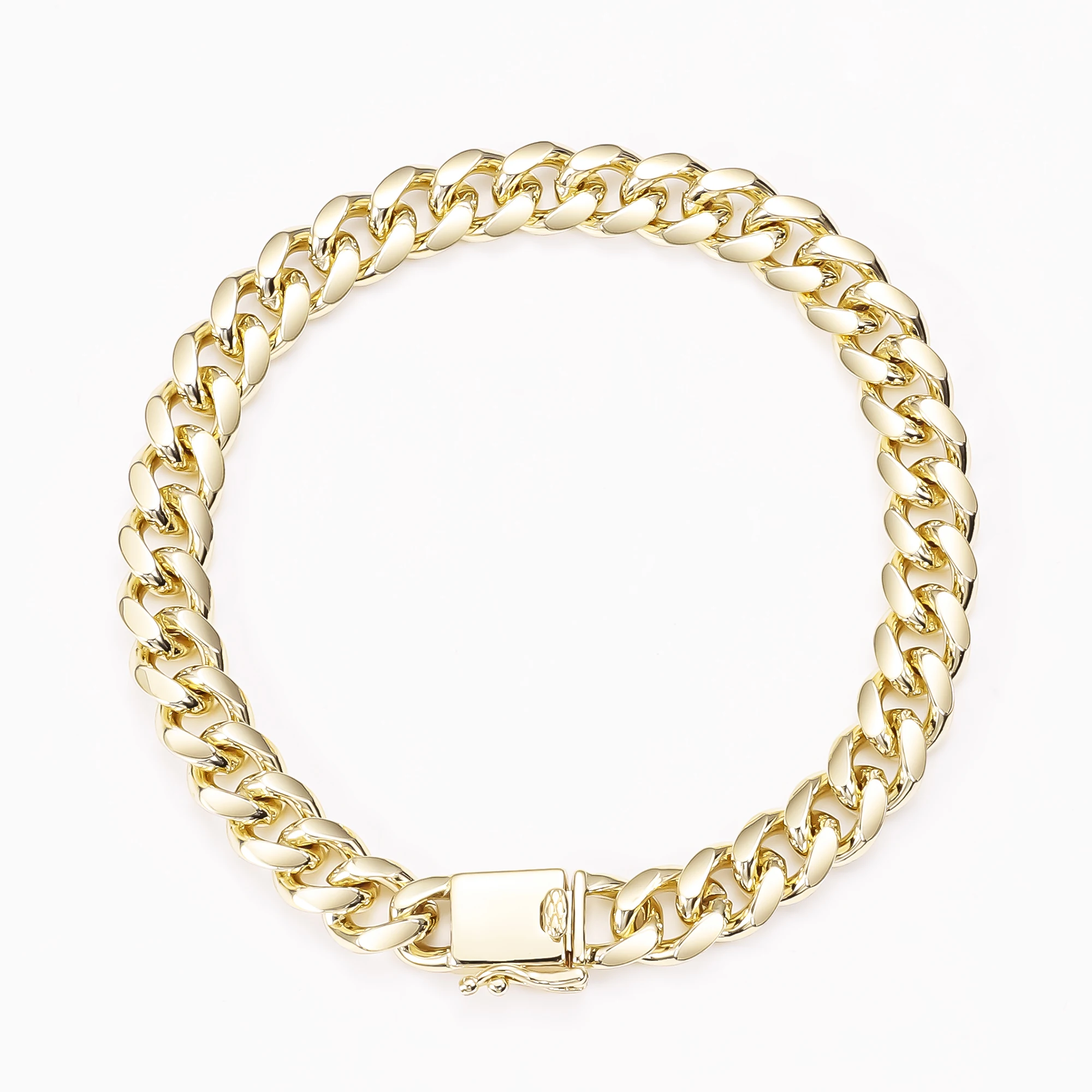 14K Real Gold Plated Pulsera Hombre Chunky Diamond Cut Links Rock Bracelet Miami Hiphop Cuban Link Bracelet for Men
