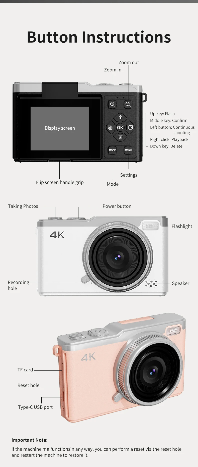 Compact Camera - 2.4inch HD 64MP CCD Digicam for Kids