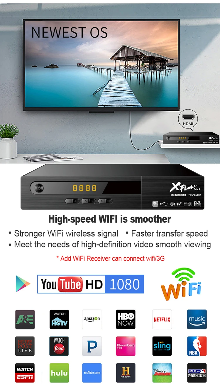 XFLAT PLUS TGPLUS9 High Definition decoder digital TV receiver DVBT2
