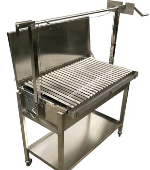 Stainless Steel Adjustable Height Argentine Grill Bbq With Trolley stainless-steel-adjustable-height-argentine-grill-bbq-with-trolley