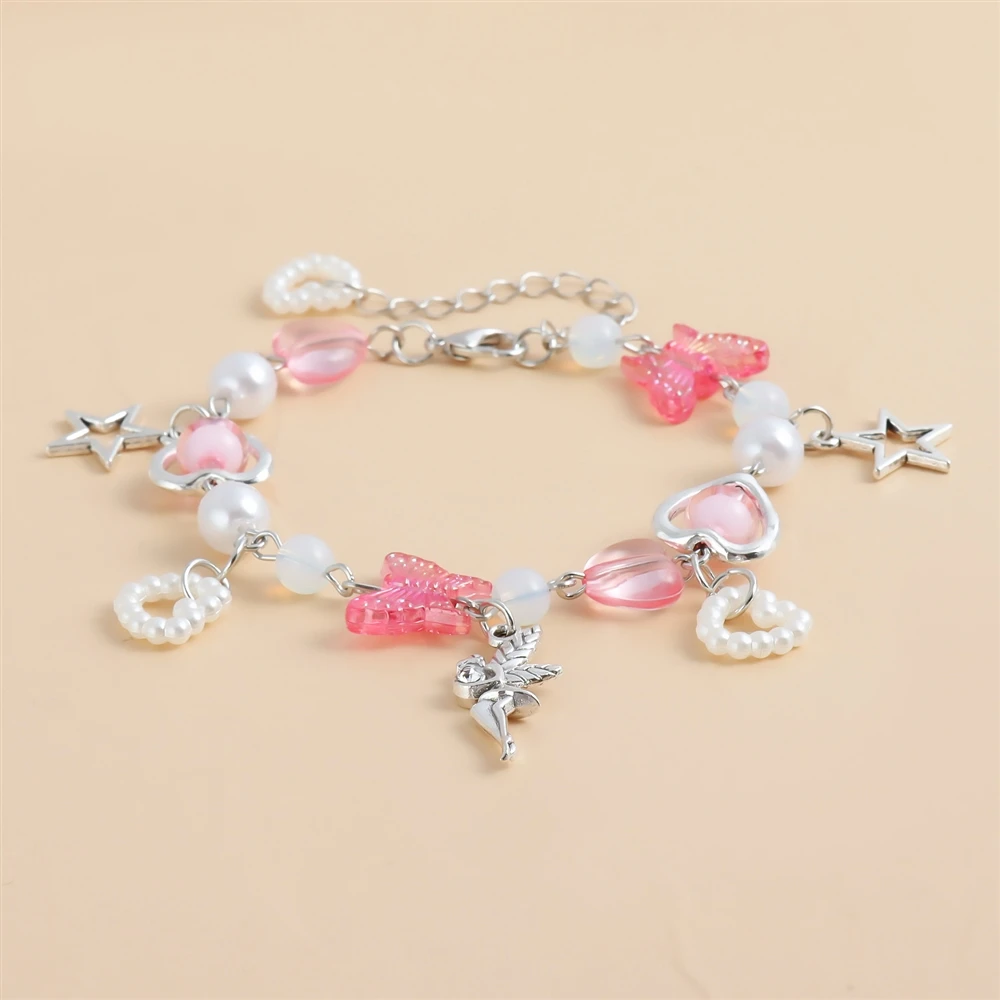 Charming Butterfly Heart Bracelet - Sweet Y2K Jewelry