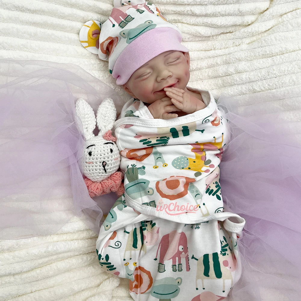 17" Smiling Realistic Soft Full Solid Silicone Reborn Baby Dolls for Girls Can Drink Educational Toys for Nursery Practice