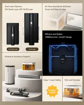 ATOMSTACK P1レーザー彫刻機ポータブル10000m/分5Wダイオード1.2W