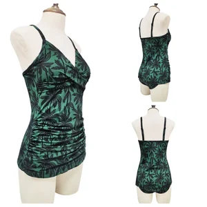 Custom Sexy Whole New Style Green String Bikinis Set Skirt Bottom Custom Print Sexy Bikini Beach Two-Piece Hot Style for Women